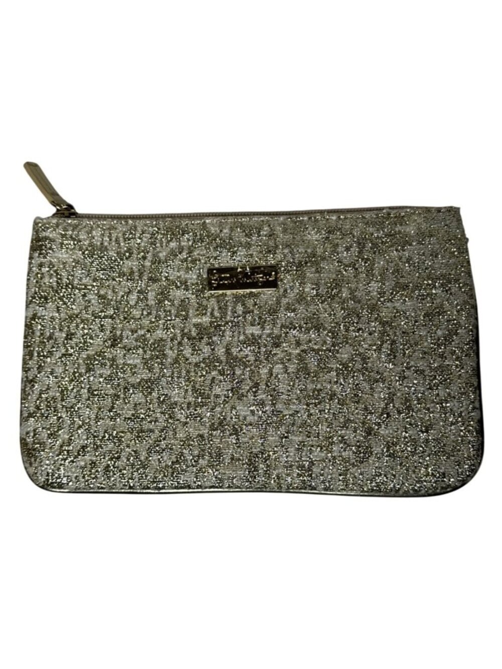 Lilly Pulitzer Gold Glittery Textured Zip Clutch / Cosmetic Pouch